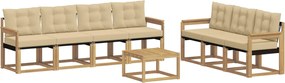 vidaXL Σειρά Καναπέ Εξωτερικού με μαξιλάρι 8 pcs Λευκό και Μπεζ