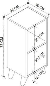 Κομοδίνο Vira Megapap χρώμα λευκό 34x30x78εκ.