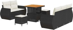 vidaXL Σετ Καναπέ Κήπου 8 pcs Μαύρο συνθετικό ρατάν