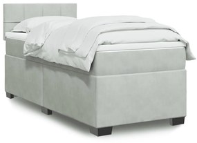 Κρεβάτι Boxspring με Στρώμα Ανοιχτό Γκρι 80x200 εκ. Βελούδινο - Γκρι