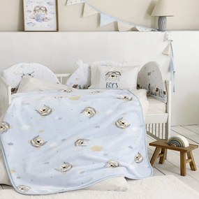 Κουβέρτα Βρεφική Boy's World Βελουτέ White-Blue Nima Cuddle 80X110cm Βελούδο,Polyester