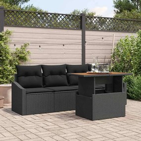 vidaXL Σετ Καναπέ Κήπου με αποθήκευση 5 pcs Μαύρο Πολυ ράταν