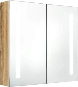 vidaXL Καθρέφτης Μπάνιου με Ντουλάπι &amp; LED Λευκό/Δρυς 62x14x60 εκ.