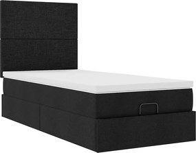 vidaXL Οθωμανικό κρεβάτι με στρώμα Μαύρο 90x190cm Ύφασμα