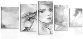 Γυναικείες γοητευτικές εικόνες 5 μερών σε ασπρόμαυρο σχέδιο - 100x50