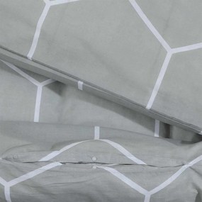 vidaXL Σετ Παπλωματοθήκης Γκρι και Λευκό 260x220 εκ. Βαμβακερό
