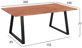 ΤΡΑΠΕΖΙ ΤΡΑΠΕΖΑΡΙΑΣ SOFIA SLIM HM8501.11 ΑΠΟ ΜΑΣΙΦ ΞΥΛΟ ΑΚΑΚΙΑΣ 200x100x77Υ εκ.