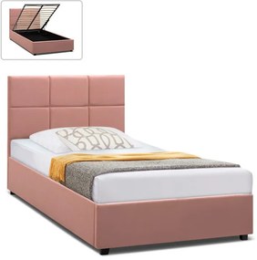 Megapap Κρεβάτι Kingston Βελούδινο Με Αποθηκευτικό Χώρο Melon Pink 120x200εκ.