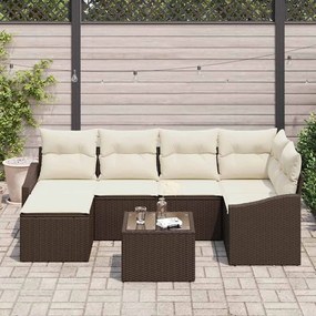 vidaXL Σετ Καναπέ Κήπου 7 pcs Καφέ Πολυ ράταν