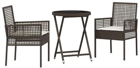 vidaXL Σετ Μπιστρό Κήπου 3 pcs Καφέ Πολυ ράταν