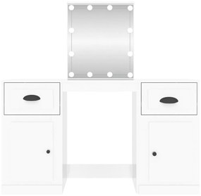 vidaXL Μπουντουάρ με LED Γυαλιστερό Λευκό 130x50x132,5 εκ.