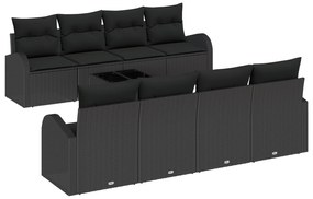 vidaXL Σετ Καναπέ Κήπου  9 τεμαχίων με Μαξιλάρια Μαύρο Πολυεστέρα