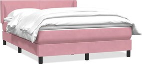 vidaXL Box Spring κρεβάτι με στρώμα ροζ 140x220 cm Βελούδινο