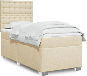 vidaXL Κρεβάτι Boxspring με Στρώμα Κρεμ 80 x 200 εκ. Υφασμάτινο