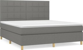 vidaXL Κρεβάτι Boxspring με Στρώμα Σκούρο Γκρι 180x200 εκ Υφασμάτιν
