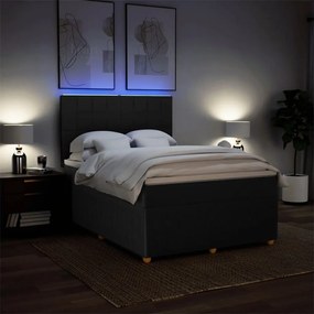 Κρεβάτι Boxspring με Στρώμα Μαύρο 140x190 εκ. Υφασμάτινο - Μαύρο