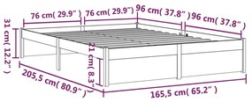 Σκελετός Κρεβατιού Χωρίς Στρώμα 160x200 εκ Μασίφ Ξύλο - Καφέ