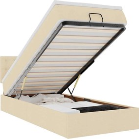 vidaXL Οθωμανικό κρεβάτι με στρώμα Cream 90x200cm ύφασμα