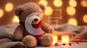 Intra Συλλεκτικό Ξύλινο Παζλ Plywood 4mm - Χαριτωμένο αρκουδάκι με κεριά και γιορτινά φώτα Σε Ξύλινο Κουτί - Διαστάσεις: 10x10 cm – 25 κομμάτια