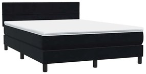 Κρεβάτι Boxspring με Στρώμα Μαύρο 1140x210 εκ. Βελούδινο - Μαύρο