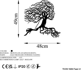 Wall Lamp Tree Woman Black