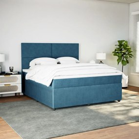 Κρεβάτι Boxspring με Στρώμα Μπλε 180x200 εκ. Βελούδινο - Μπλε