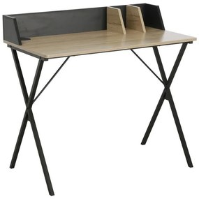 Γραφείο εργασίας Zervan μελαμίνη σε φυσική-μαύρη απόχρωση 90x50x85εκ 90x50x85 εκ.