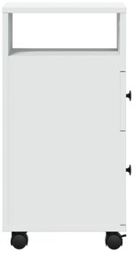 vidaXL Ντουλάπι Μπάνιου Στενό με Ροδάκια Λευκό Επεξ. Ξύλο