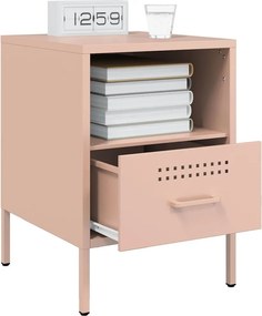 vidaXL Κομοδίνα 2 τεμ. Ροζ 36x39x50,5 εκ. από Χάλυβα