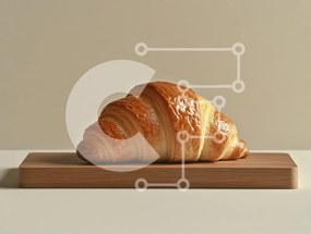 Σετ των 2 Intra Συλλεκτικό Ξύλινο Παζλ Plywood 4mm - Φρεσκοψημένο κρουασάν σε ξύλινη σανίδα Σε Ξύλινο Κουτί - Διαστάσεις: 10x10 cm – 25 κομμάτια