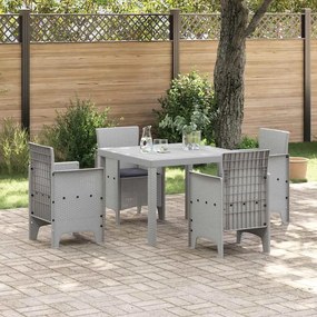 vidaXL Σέτ φαγητού για κήπο 5 pcs Ανοιχτό γκρι Rattan Polt