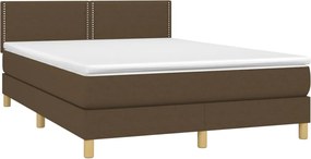 vidaXL Κρεβάτι Boxspring με Στρώμα Σκούρο Καφέ 140x200 εκ Υφασμάτινο
