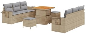 vidaXL Σετ Καναπέ Κήπου 9 pcs Μπεζ συνθετικό ρατάν