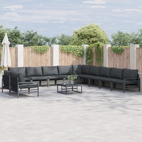 vidaXL Σετ Καναπέ Κήπου 11 pcs Ανθρακί Ατσάλι