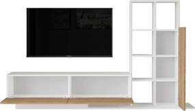 Έπιπλο Τηλεόρασης Φυσικό / Λευκό DRIBEL 201.2x29.5x123.6