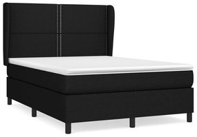 vidaXL Κρεβάτι Boxspring με Στρώμα Μαύρο 140x190 εκ. Υφασμάτινο