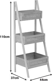 Ραφιέρα επιδαπέδια 3όροφη Scandy pakoworld mdf-rattan σε φυσική απόχρωση 44x37x110εκ