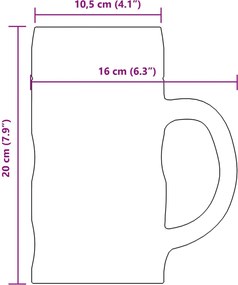 vidaXL Κούπα Μπίρας με Λαβή Γυάλινη 6 Τεμ. 1000 ml