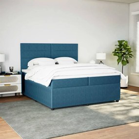 vidaXL Κρεβάτι Boxspring με Στρώμα Μπλε 200x200 εκ. Βελούδινο