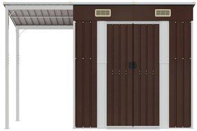 vidaXL Αποθήκη Κήπου Εκτεταμένη Οροφή Καφέ 277x110,5x181 εκ. Ατσάλι