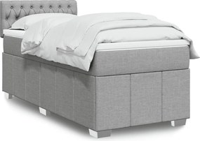 vidaXL Κρεβάτι Boxspring με Στρώμα Ανοιχτό Γκρι 90x190 εκ. Υφασμάτινο