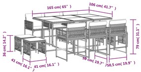 vidaXL Σετ Τραπεζαρίας Κήπου 11 τεμ. Καφέ Συνθετικό Ρατάν με Μαξιλάρια