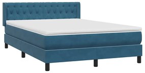 vidaXL Κρεβάτι Boxspring με Στρώμα Σκούρο Μπλε 140x210 εκ. Βελούδινο