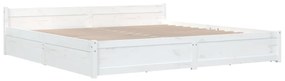 vidaXL Πλαίσιο Κρεβατιού Συρτάρια Λευκό 180 x 200 εκ Super King Size