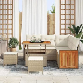 vidaXL Σετ Καναπέ Κήπου με μαξιλάρι 8 pcs Μπεζ και Κρέμα