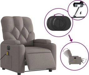 vidaXL Πολυθρόνα Μασάζ Ηλεκτρική Ανακλινόμενη Taupe Υφασμάτινη
