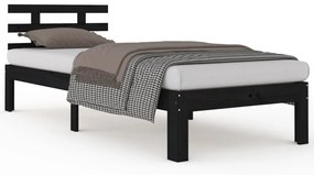 vidaXL Πλαίσιο Κρεβατιού Μαύρο 75x190 εκ. Μασίφ Ξύλο 2FT6 Small Single