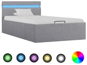 Πλαίσιο Κρεβατιού με Αποθ. Χώρο/LED Αν. Γκρι 100x200 εκ. Ύφασμα  - Γκρι