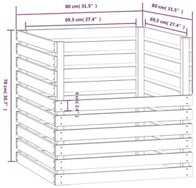 Κομποστοποιητής Γκρι 80 x 80 x 78 εκ. από Μασίφ Ξύλο Πεύκου - Γκρι