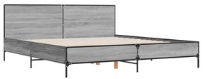 vidaXL Πλαίσιο Κρεβατιού Γκρι Sonoma 180x200 εκ. Επεξ. Ξύλο &amp; Μέταλλο